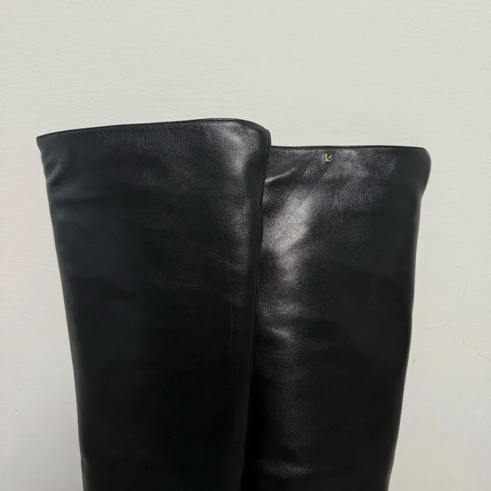 NEW Larroude Kate Hi Boot In Black Leather 9